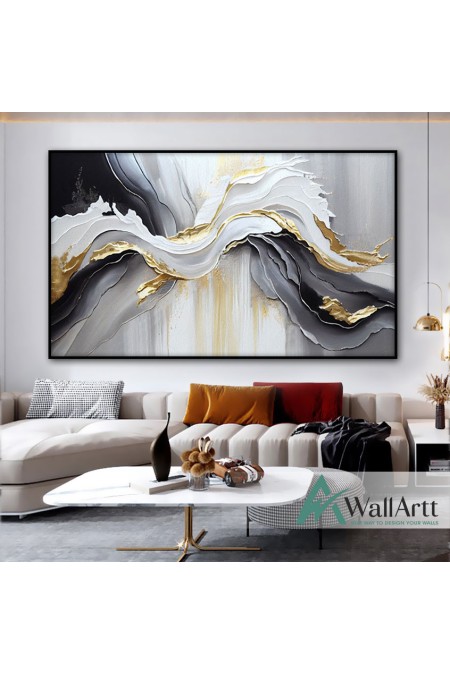 Harmony of Gold n Grey 3d Heavy Textured Partial Oil Painting